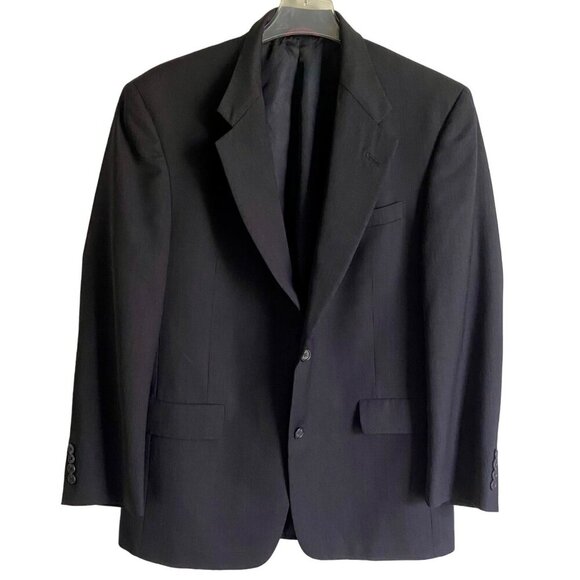 Hart Schaffner Marx Men's 2-Button Black Gray Wool Suit Jacket Blazer 40R - Picture 1 of 10